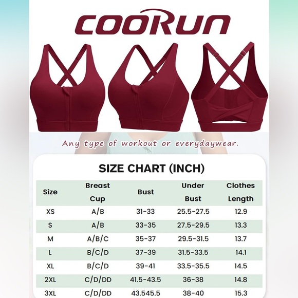 CoolRun Wirefree High Support Exercise and Offers Back Support Sports Bra | NEW - Picture 8 of 10